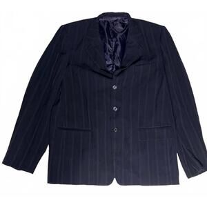 Vintage Millionaire Men's Navy Blue Pinstripe Blazer Jacket